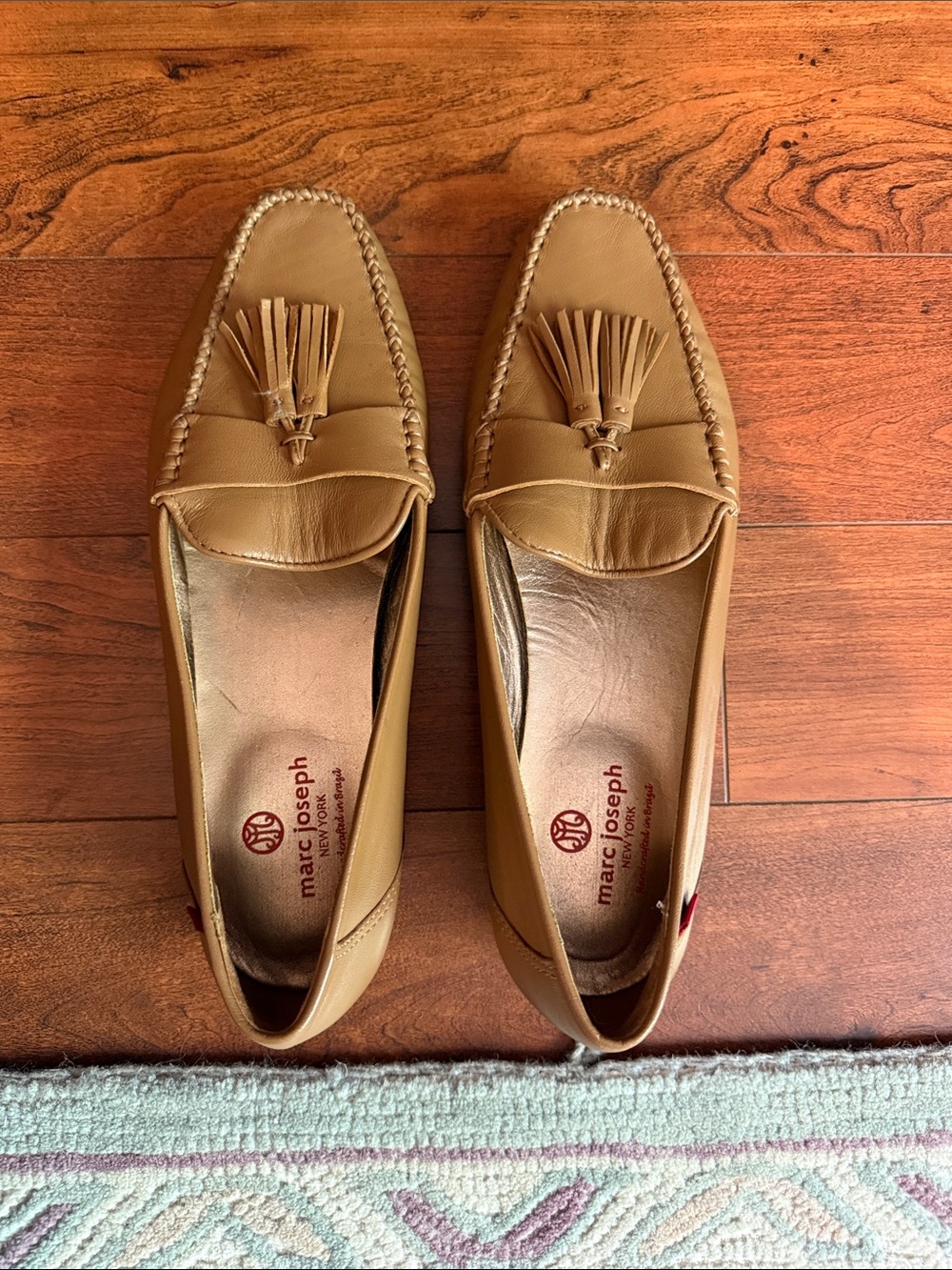 Marc Joseph Cognac Leather Tassel Loafers for Women